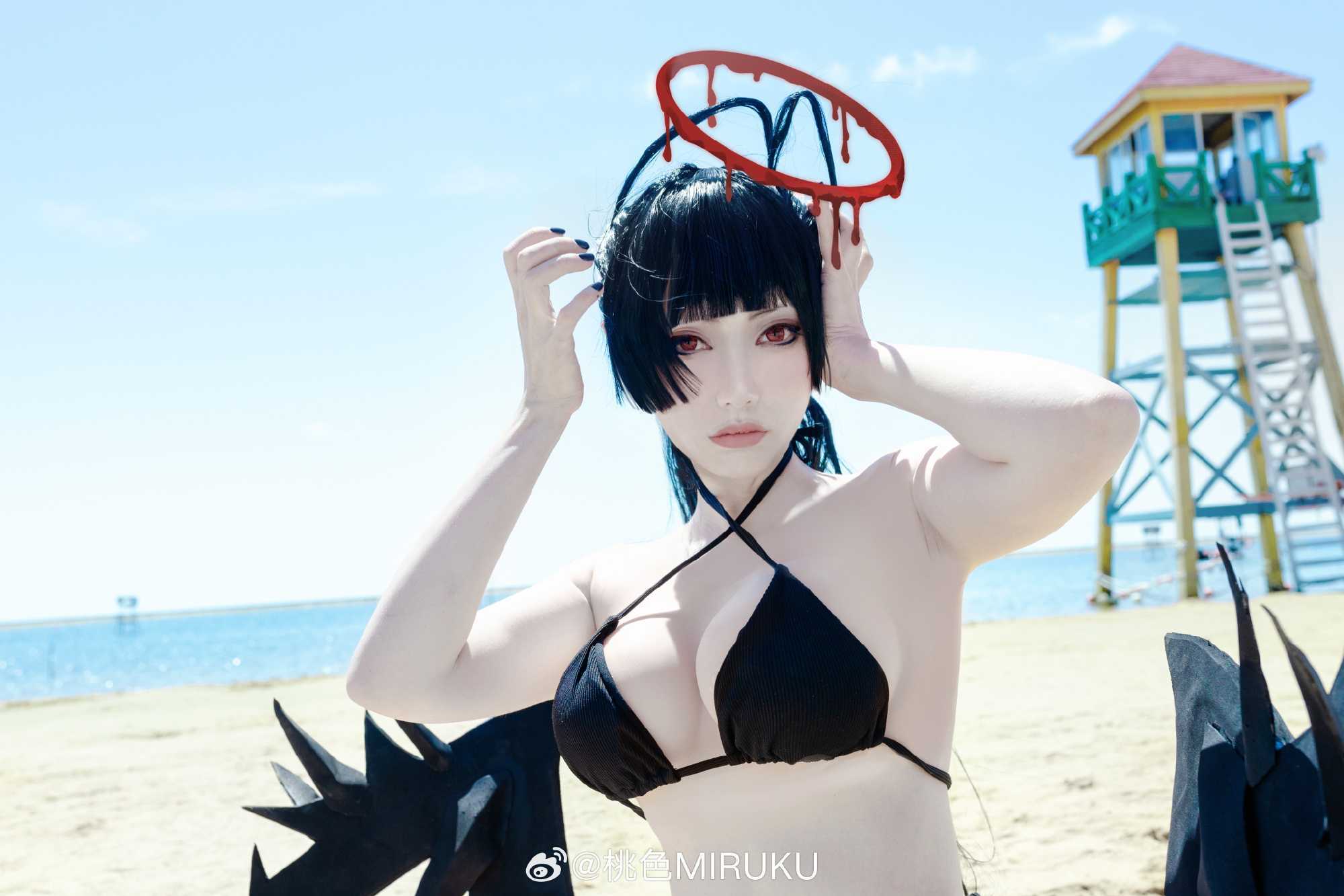 我还是第一次、像这样在海里玩、虽然很尽兴碧蓝档案剑先鹤城@桃色MIRUKU