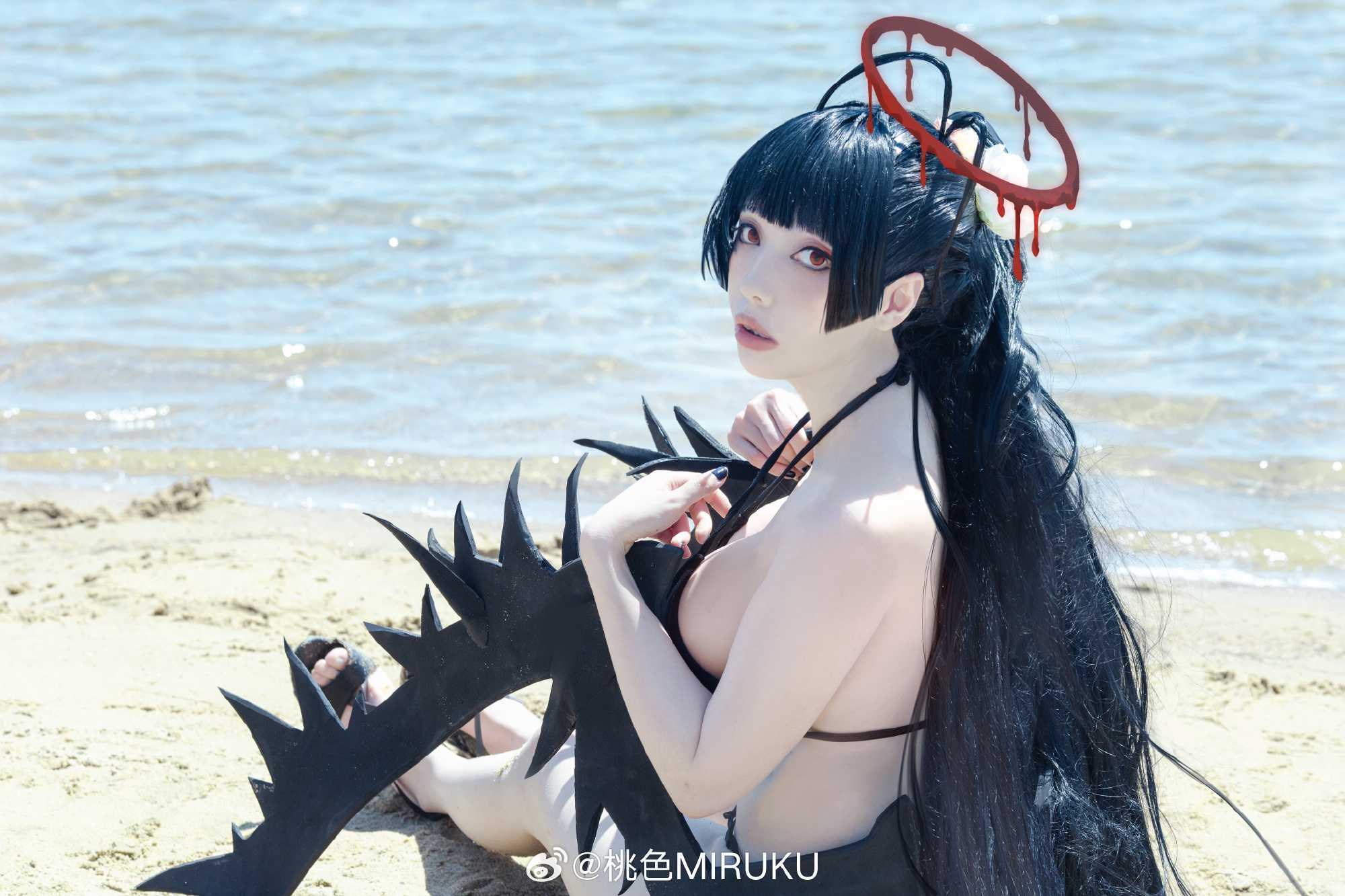 我还是第一次、像这样在海里玩、虽然很尽兴碧蓝档案剑先鹤城@桃色MIRUKU
