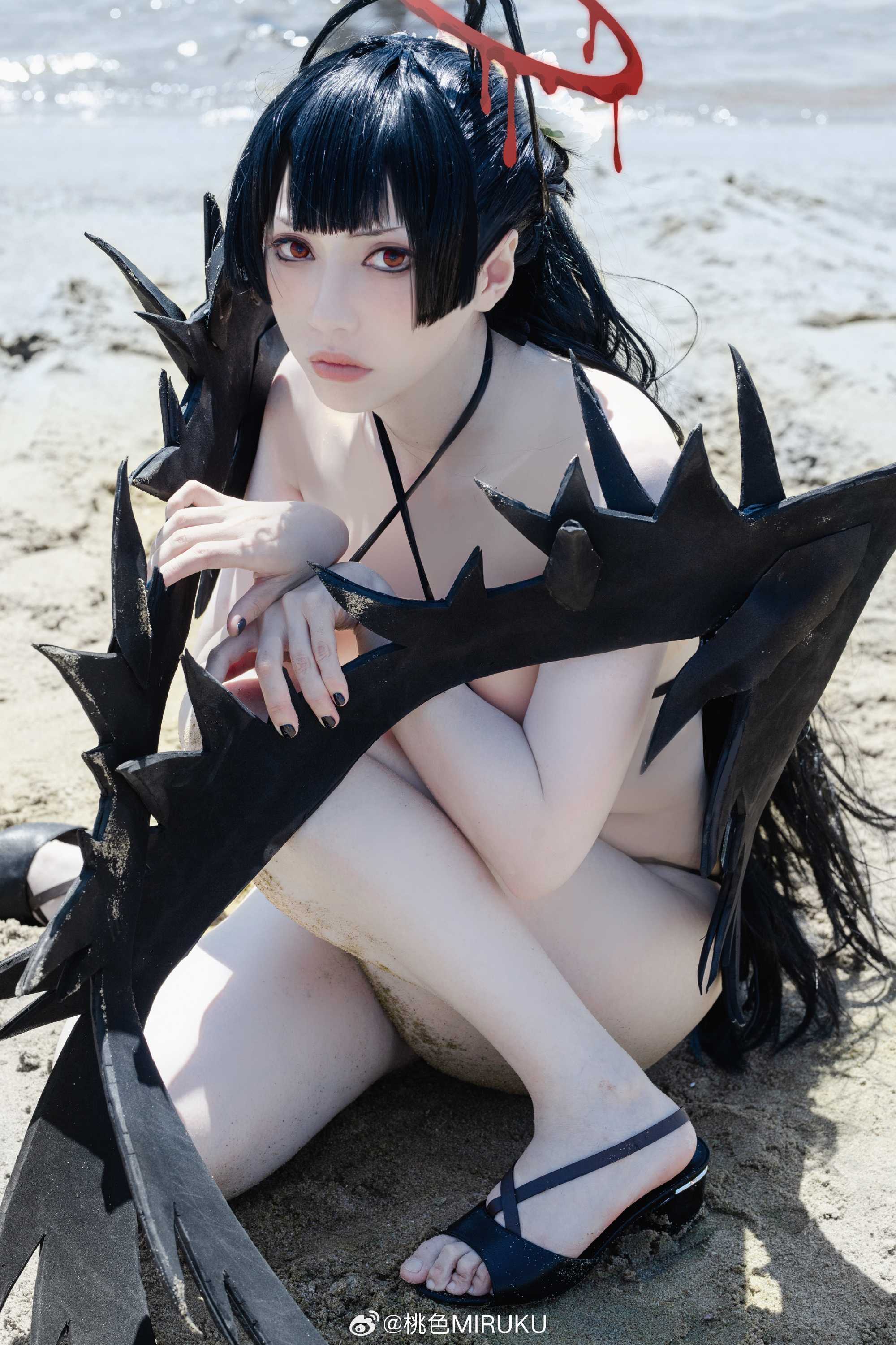 我还是第一次、像这样在海里玩、虽然很尽兴碧蓝档案剑先鹤城@桃色MIRUKU