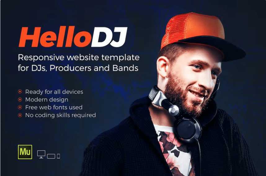 HelloDJ – DJ 和制作人的一页网站模板
