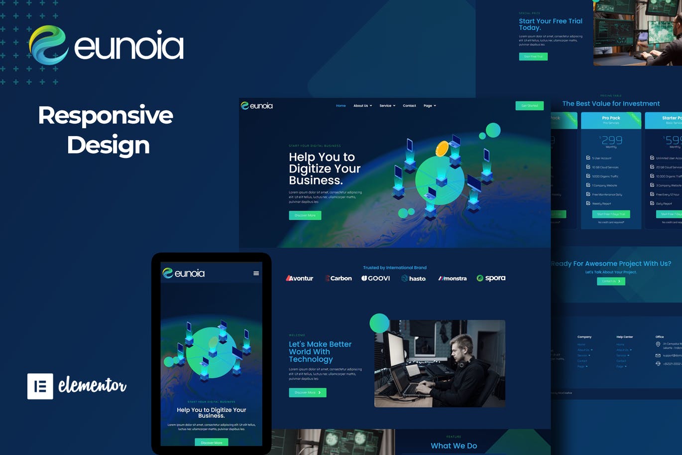 Eunoia – 科技公司数字服务 Elementor Template Kit